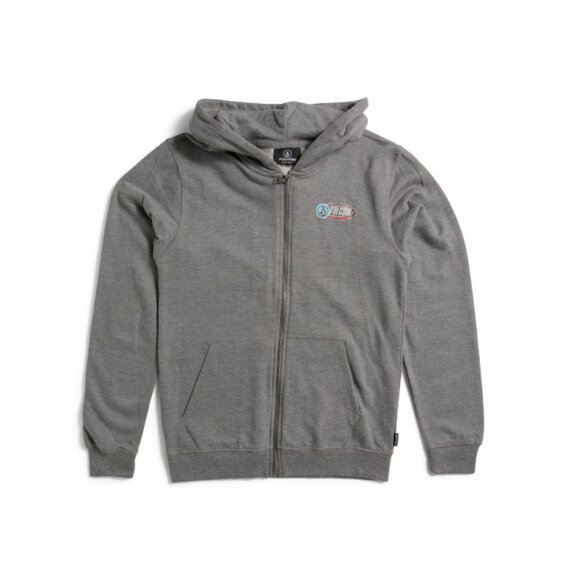 VOLCOM Medium Grey Heather Big Boys Eclipse Zip Hoodie - Picture 1 of 2